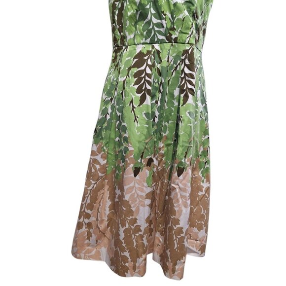 Talbots A Line Dress Pockets Womens Size 10 Green Leaves Spring Tea Sleeveless - Picture 4 of 13
